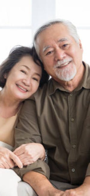 Asian senior couple smiling at the camera. Family mature couple portrait